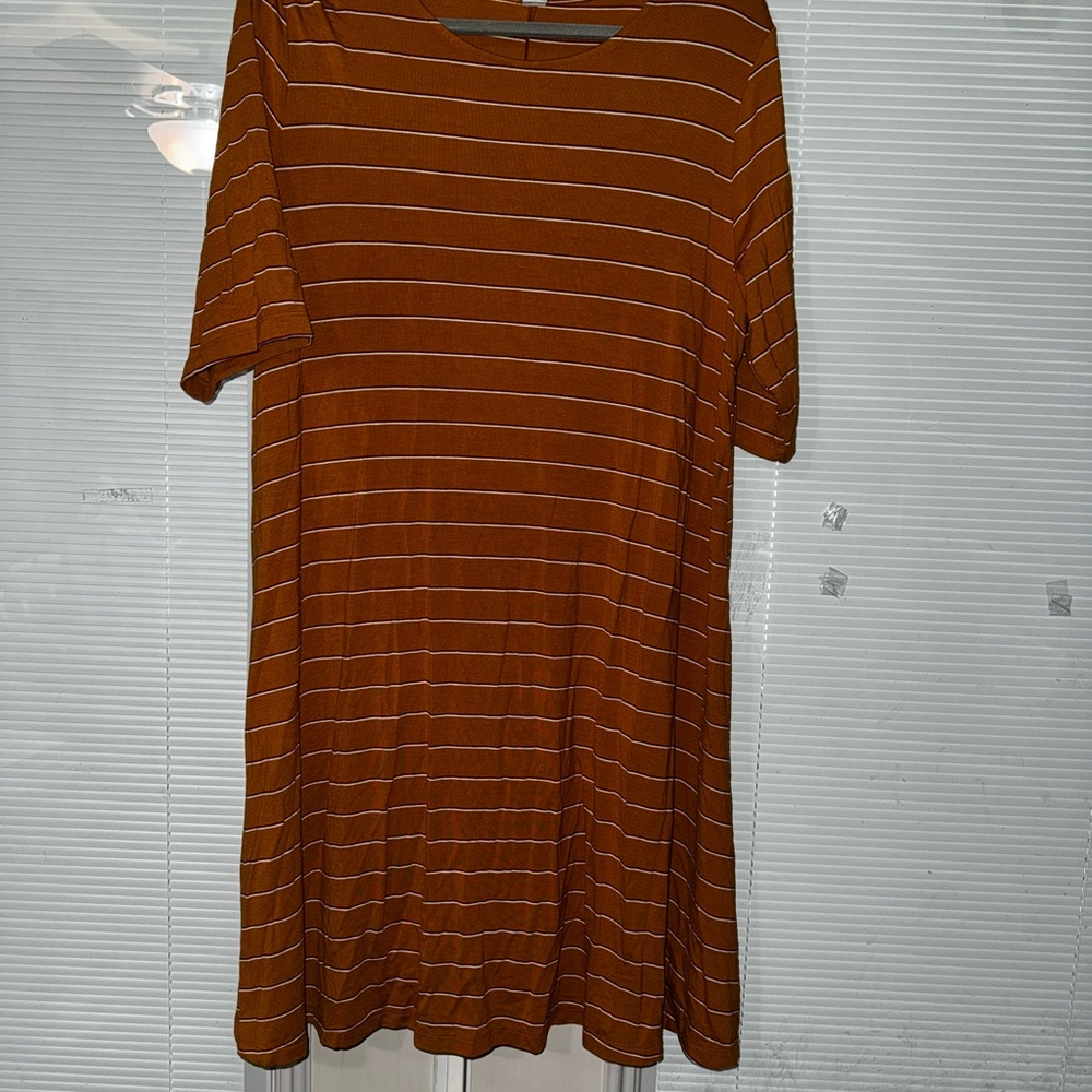 Old Navy Rust Brown Striped T-Shirt Dress